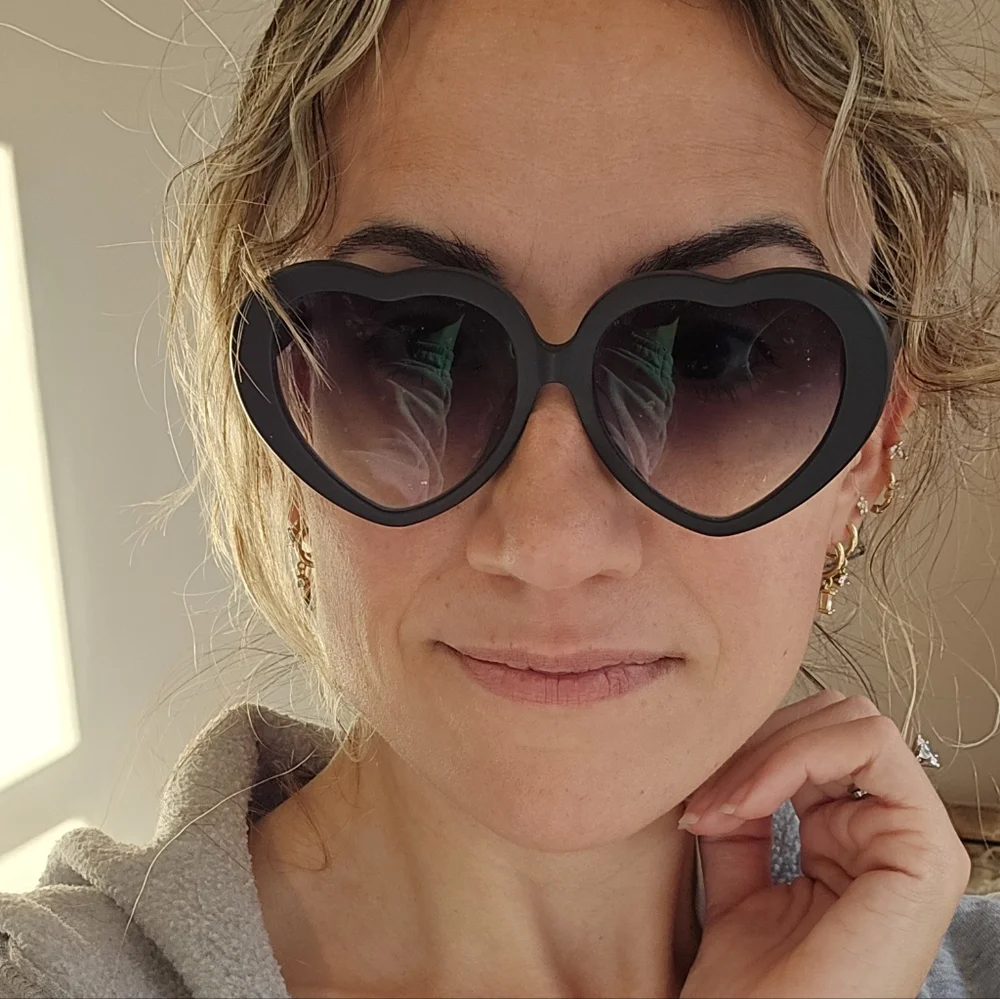 Heart-Shaped Black Perscription Sunglasses